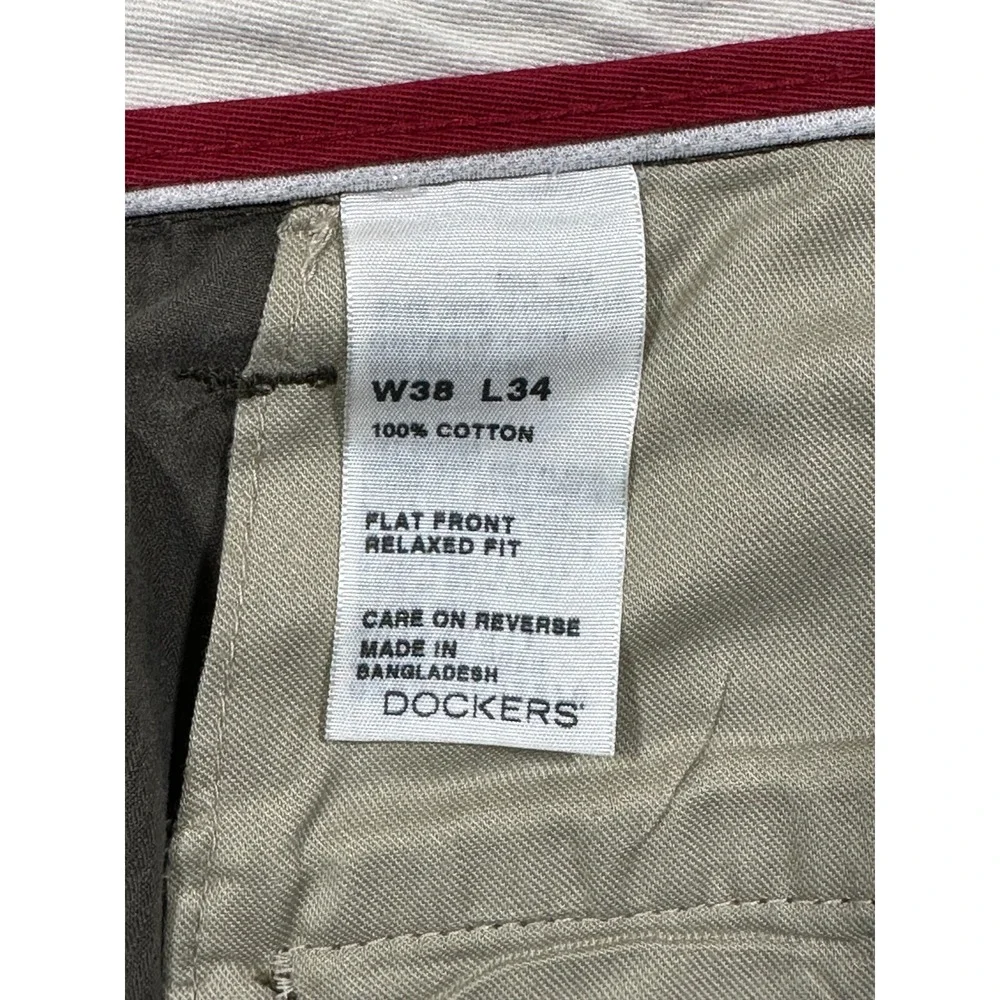 Dockers Pants Mens 38x33 Green Cargo Flat Front Relaxed Fit Field Khakis